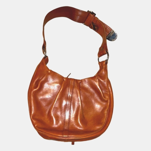 Yves Saint Laurent Rive Gauche Vintage Cognac Leather Curved  Hobo Shoulder Bag - Picture 12 of 16